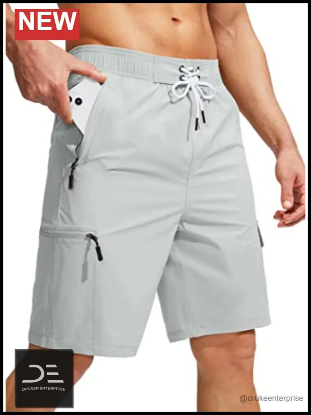 Men's Quick Dry Board Shorts 5 Pockets Swim Trunks UPF 50+ No Mesh Liner